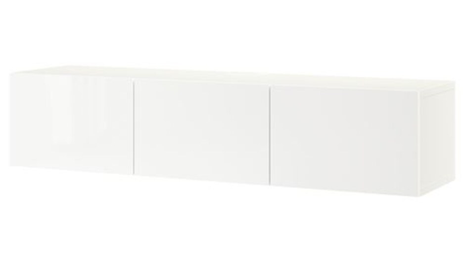 BESTÅ tv sehpası, 180x42x38 cm parlak cila-beyaz
