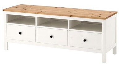 HEMNES tv sehpası, 148x47x57 cm beyaz vernik-açık kahverengi