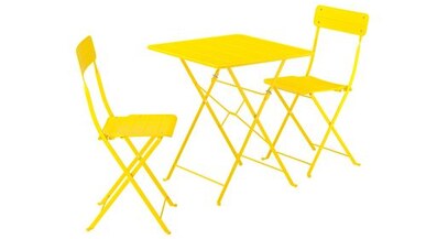 SUNDSÖ katlanabilir masa ve katlanabilir sandalye seti, 65x65 cm parlak sarı
